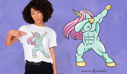 Fuerte diseño de camiseta con dabbing de unicornio.