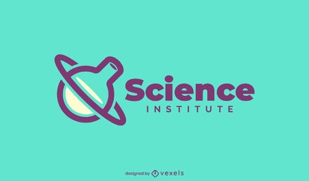 Logotipo recortado de la ciencia del matraz del planeta