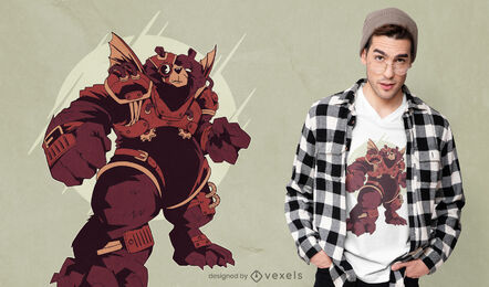 Bear in steampunk armor animal t-shirt design