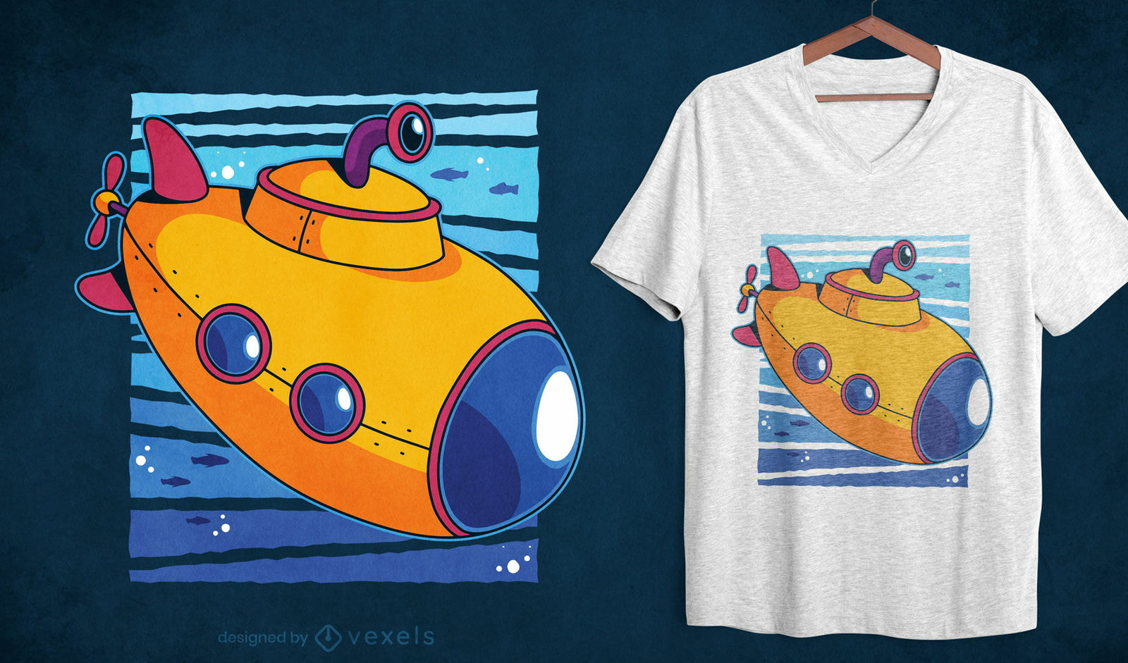 Diseño de camiseta de dibujos animados de océano submarino de juguete