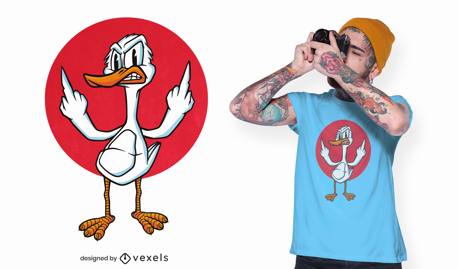 Angry cartoon duck t-shirt design