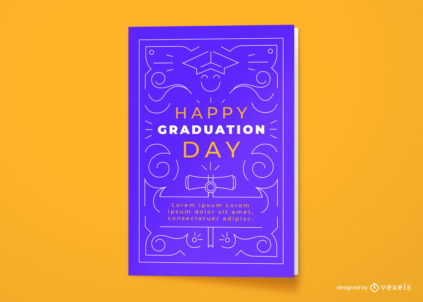 Graduation day greeting card stroke design