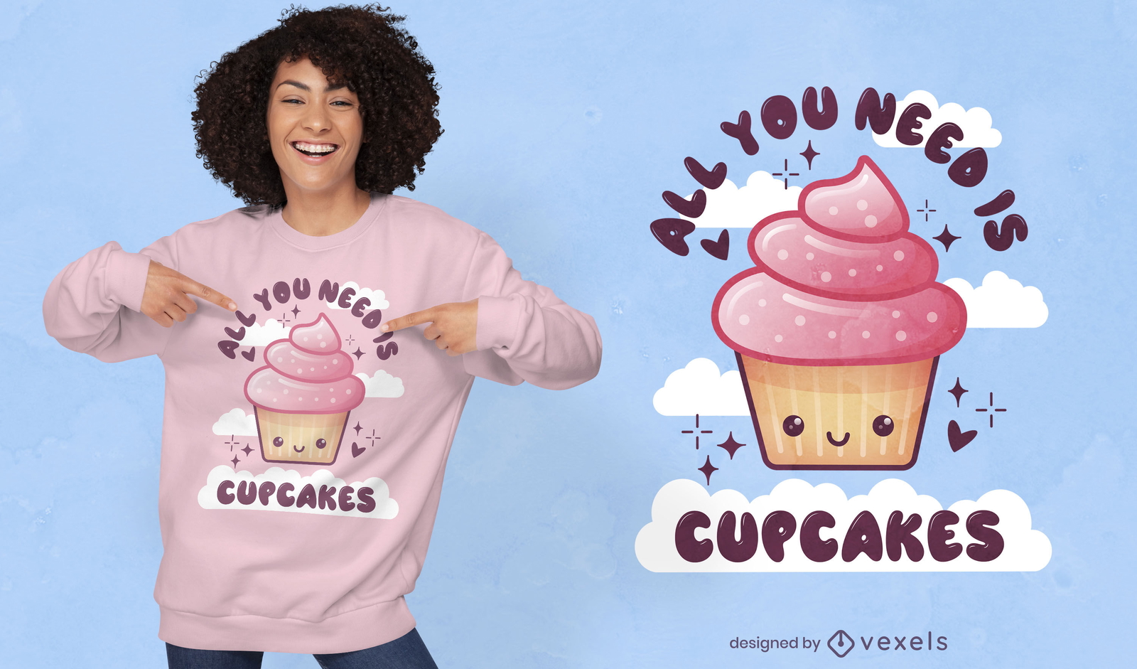 Cupcake süßes Essen süßes T-Shirt Design