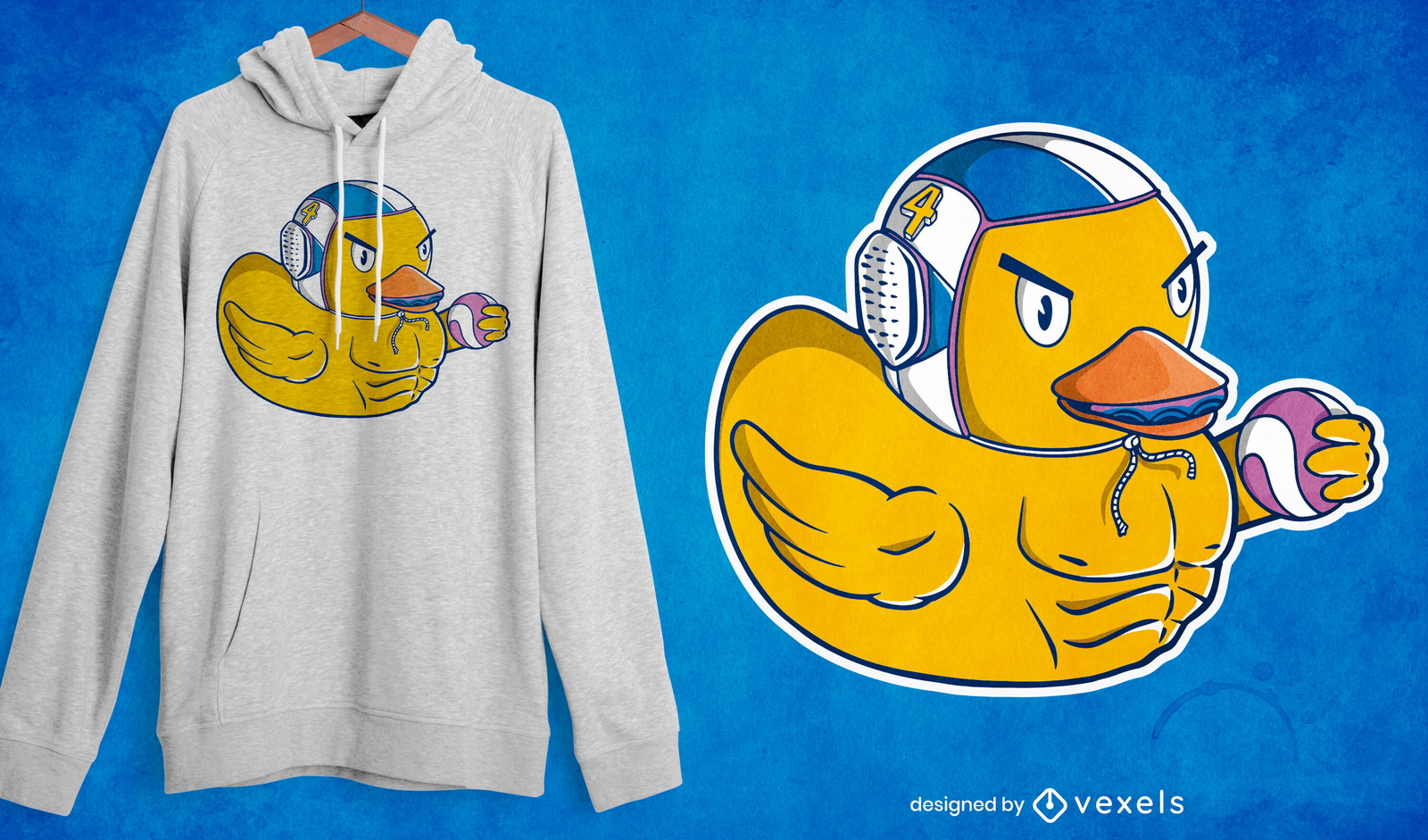 Diseño de camiseta de pato nadador de waterpolo.