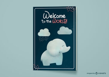 Diseño de tarjeta de felicitación de bebé elefante bebé nuevo