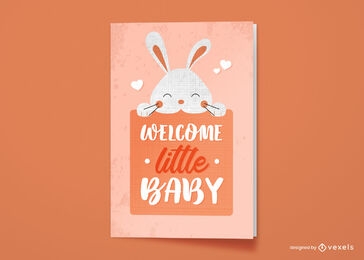 Design de cartão de felicitações de coelho fofo para bebê