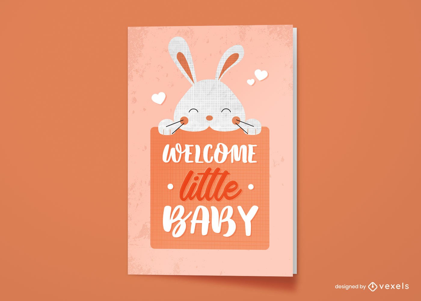 Diseño lindo de la tarjeta de felicitación del nuevo bebé del conejo