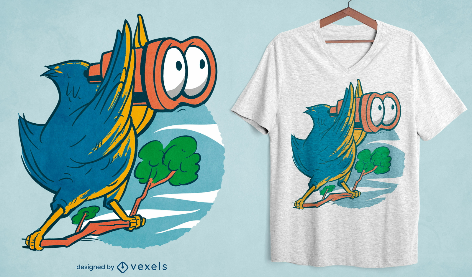 Pájaro con diseño de camiseta binoculares.