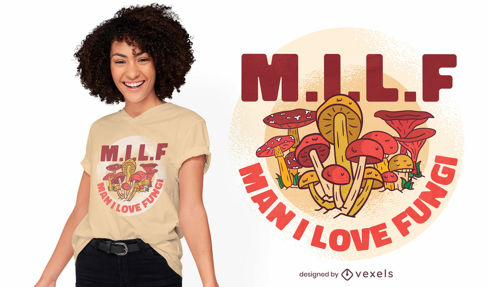 Diseño de camiseta de hongos milf