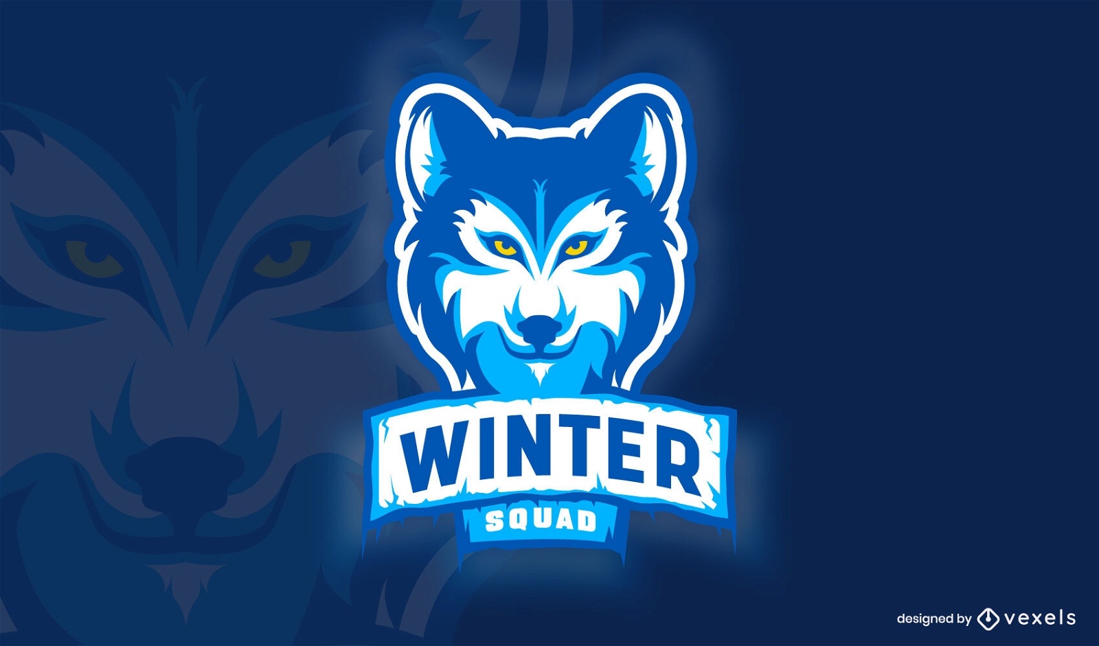 Plantilla de logotipo de animal salvaje de lobo de invierno