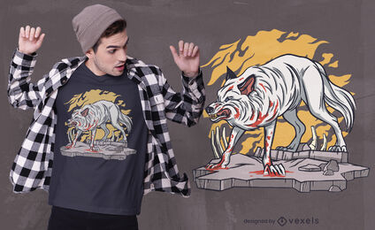 T-Shirt-Design mit blutigem Wolf
