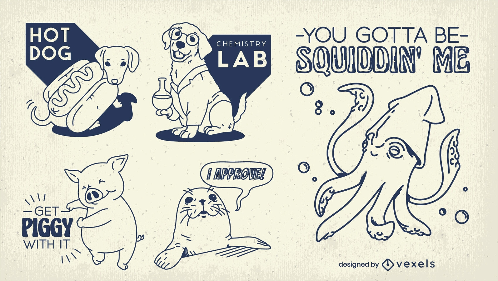 Niedliche Tiere lustige Zitate Sticker-Set
