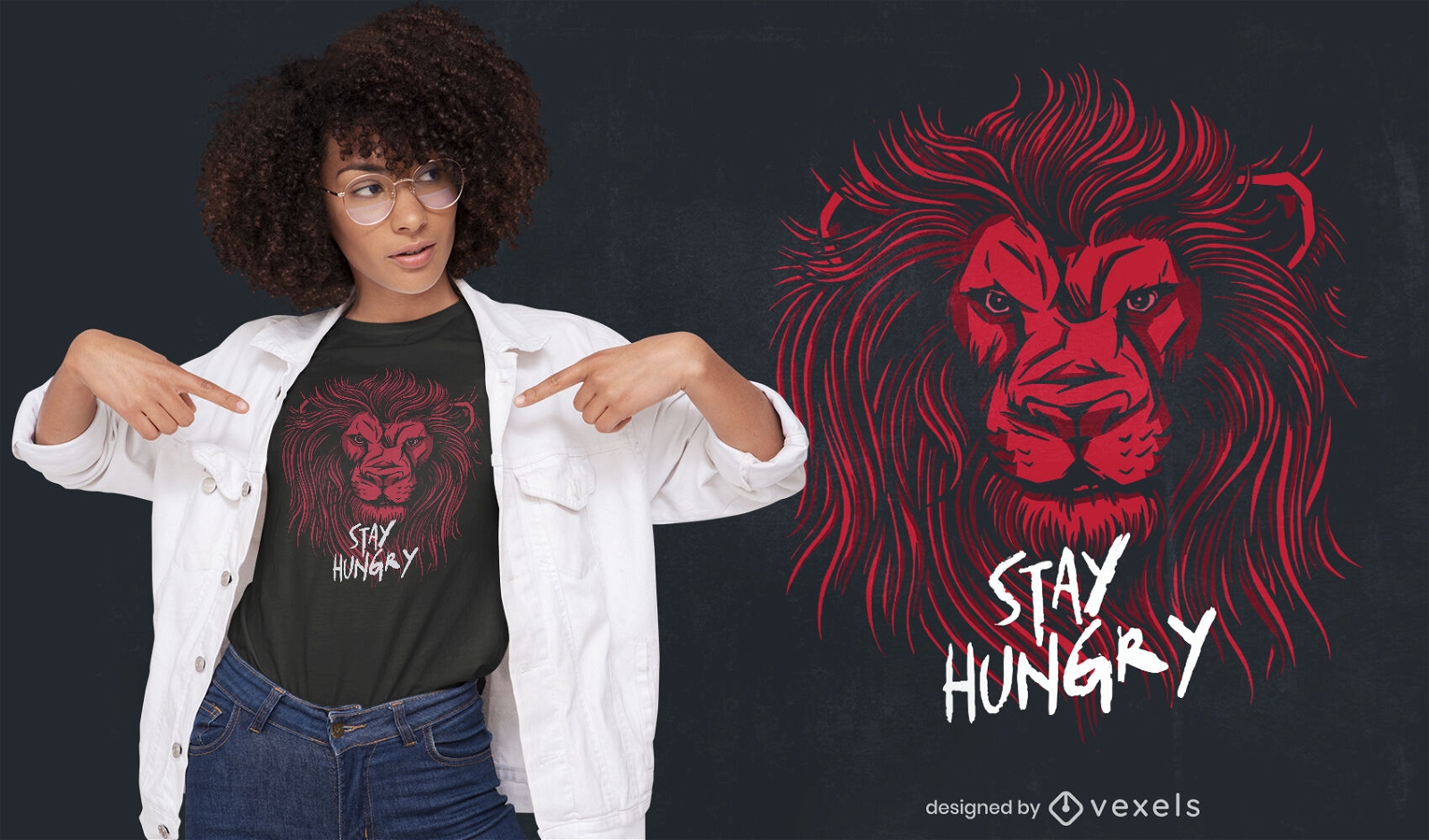 Diseño de camiseta de animal salvaje con cabeza de león.