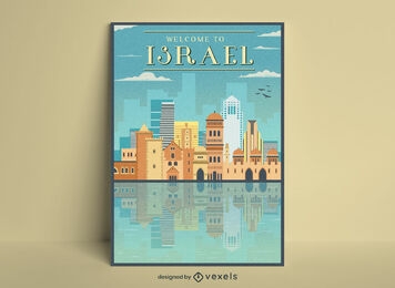 Diseño de carteles de viajes vintage de turismo de Israel