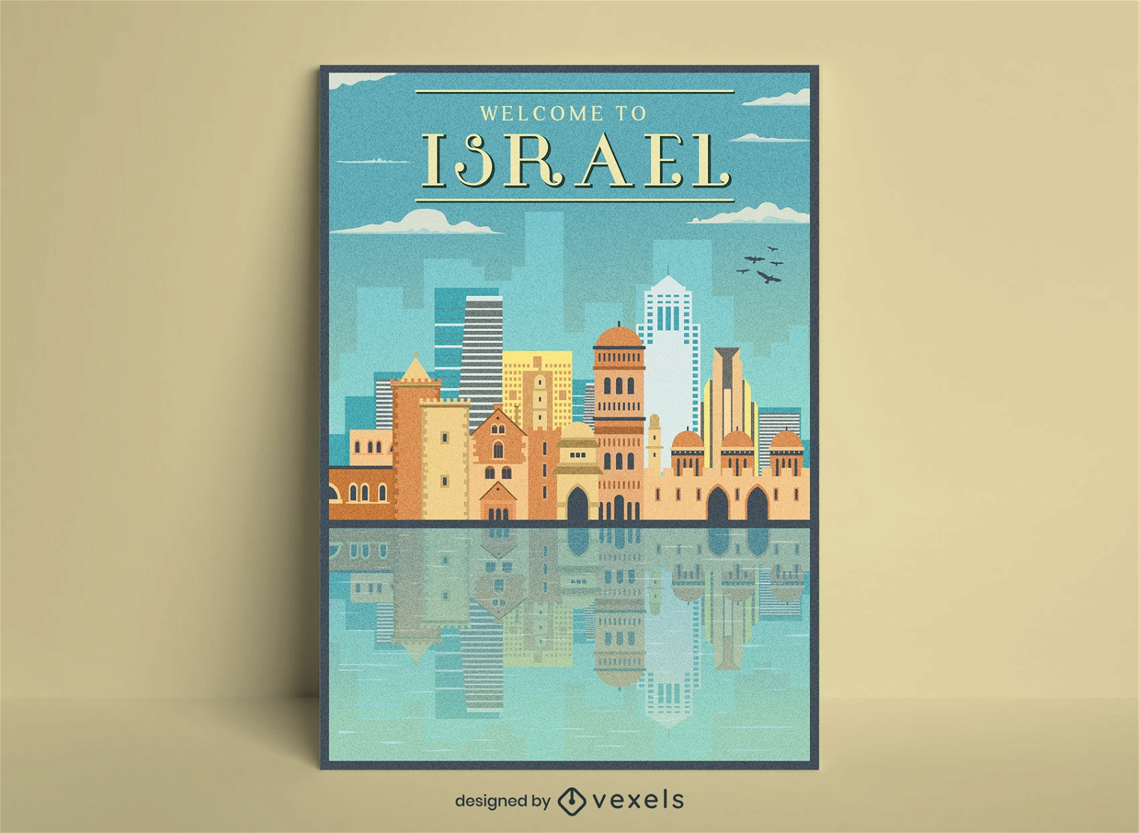 Design de cartaz de viagens vintage de turismo em Israel
