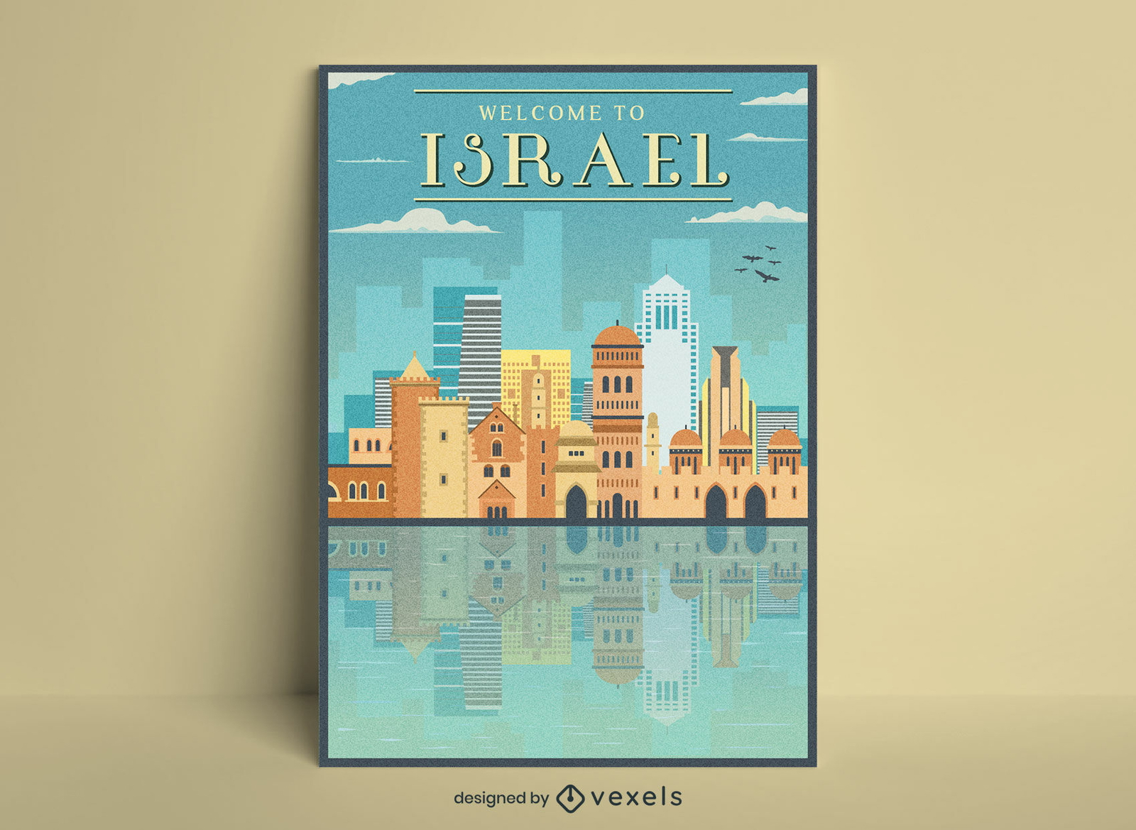 Diseño de carteles de viajes vintage de turismo de Israel