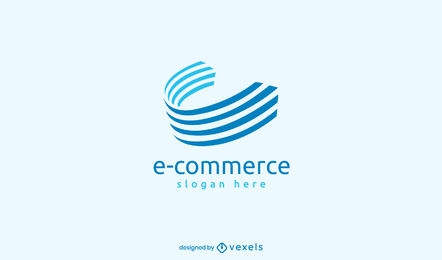 Logotipo de listras 3D de comércio eletrônico