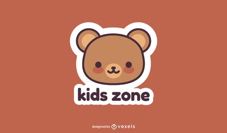 Logotipo lindo de los niños del oso de peluche