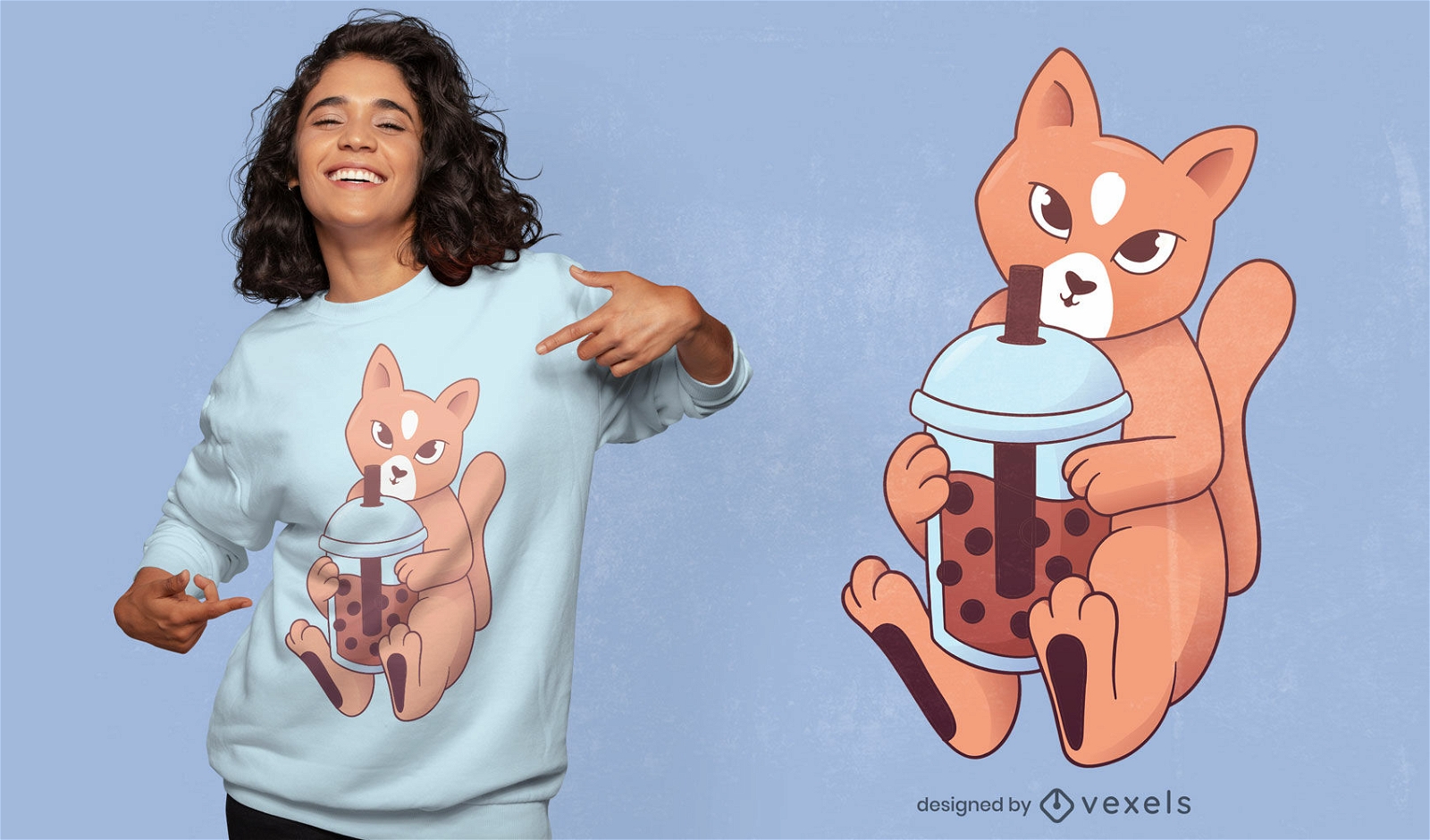 Design de t-shirt de chá de gato a beber