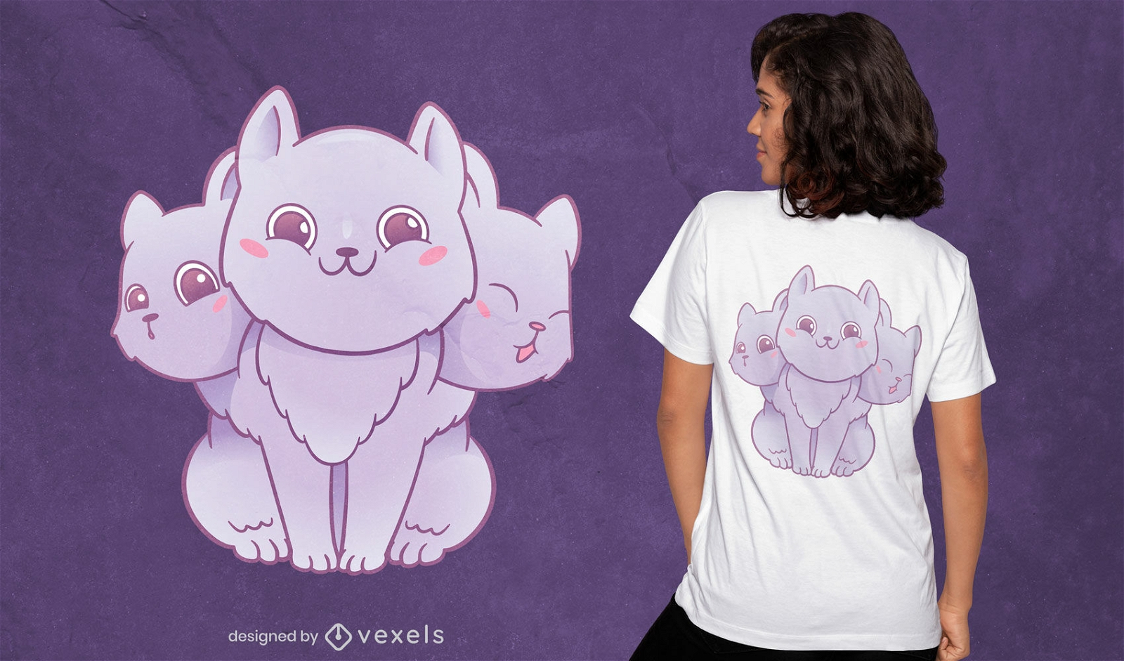T-Shirt-Design mit dreik?pfigen Katzenkreaturen