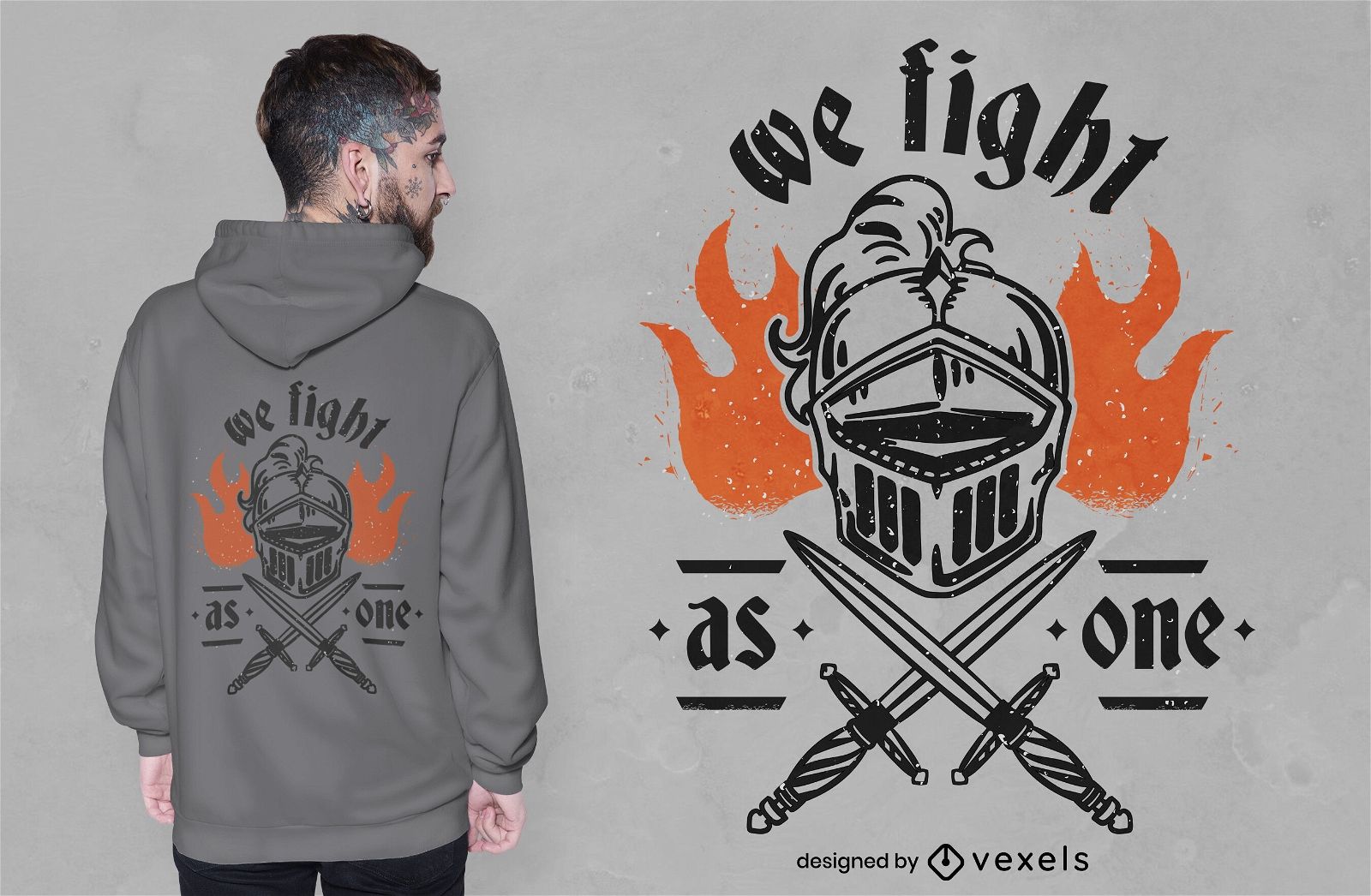 Design de t-shirt de capacete e espadas de cavaleiro