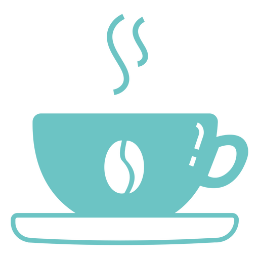 Taza de café caliente en un plato Diseño PNG