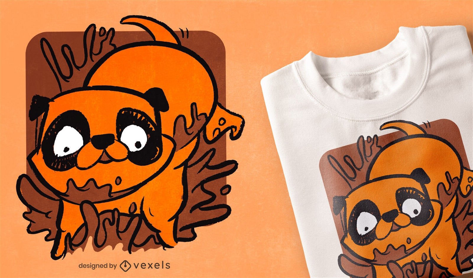 Mops Hund Tier Doodle T-Shirt Design
