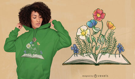 Buch mit Blumen PSD T-Shirt