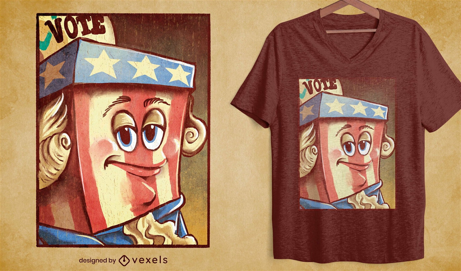 Mascote americano com pintura a óleo camiseta psd