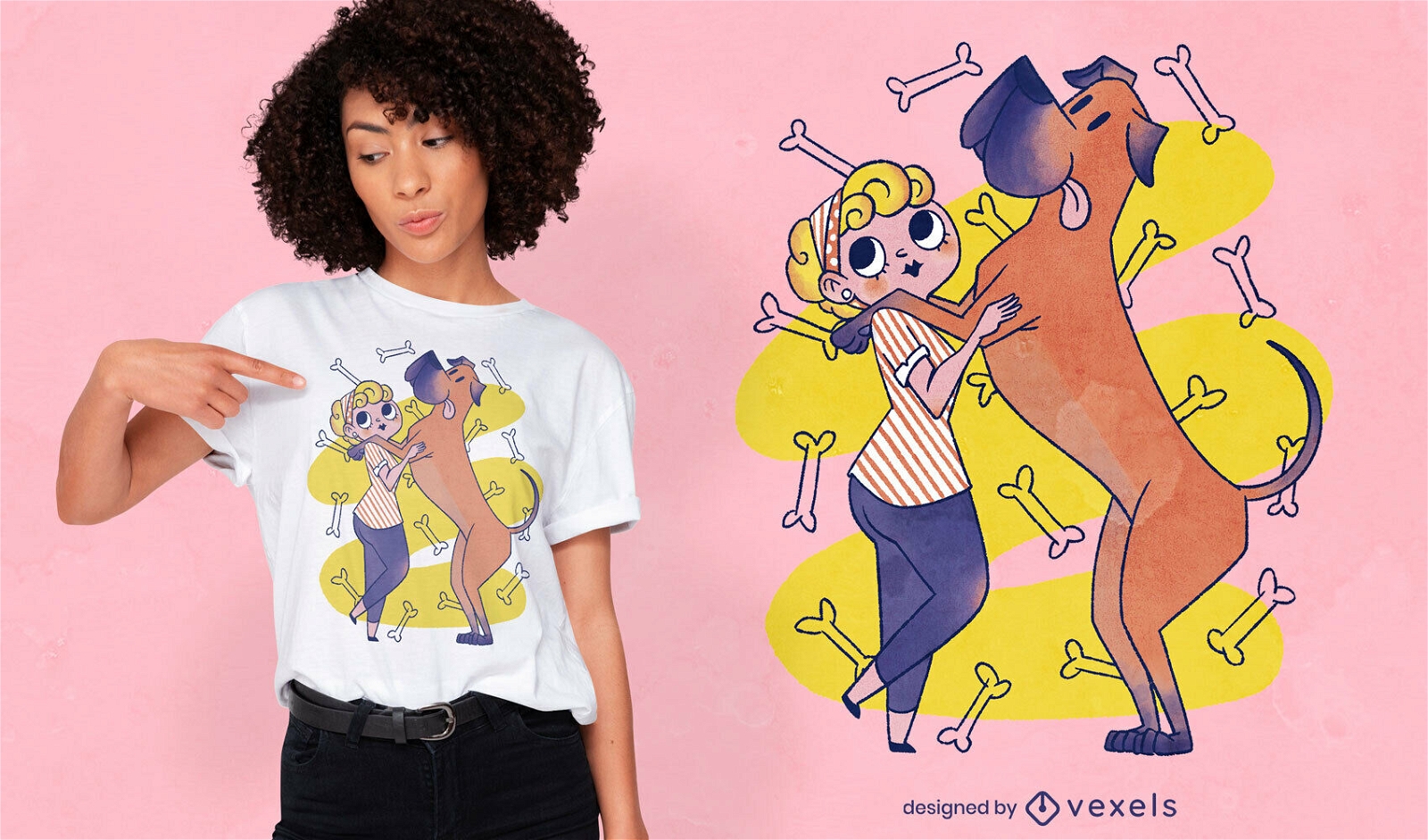 Girl dancing with dog psd t-shirt 