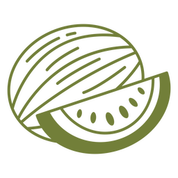 Green watermelon fruit stroke PNG Design