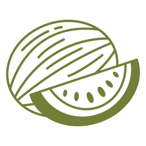 Green watermelon fruit stroke PNG Design