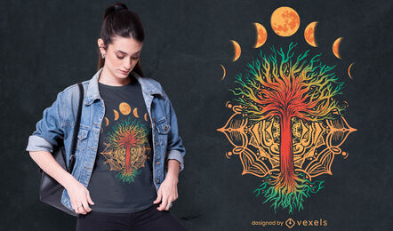 Mondphasen Mandala Natur T-Shirt Design