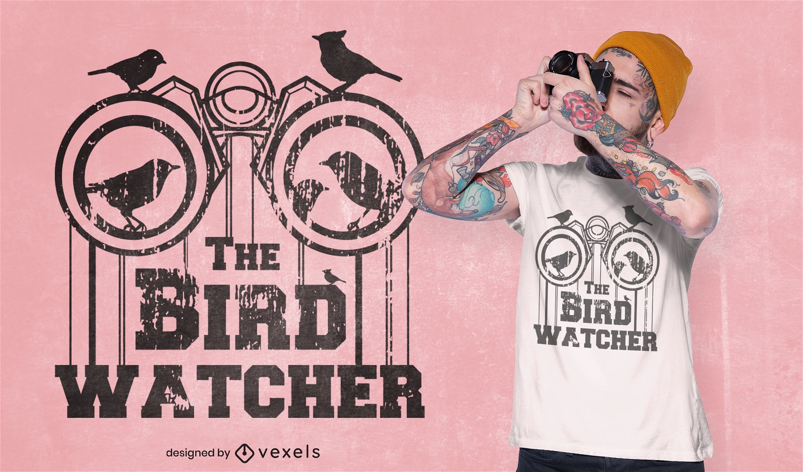 Design de t-shirt de binóculos para observação de pássaros