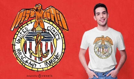 USA marine badge doodle t-shirt design
