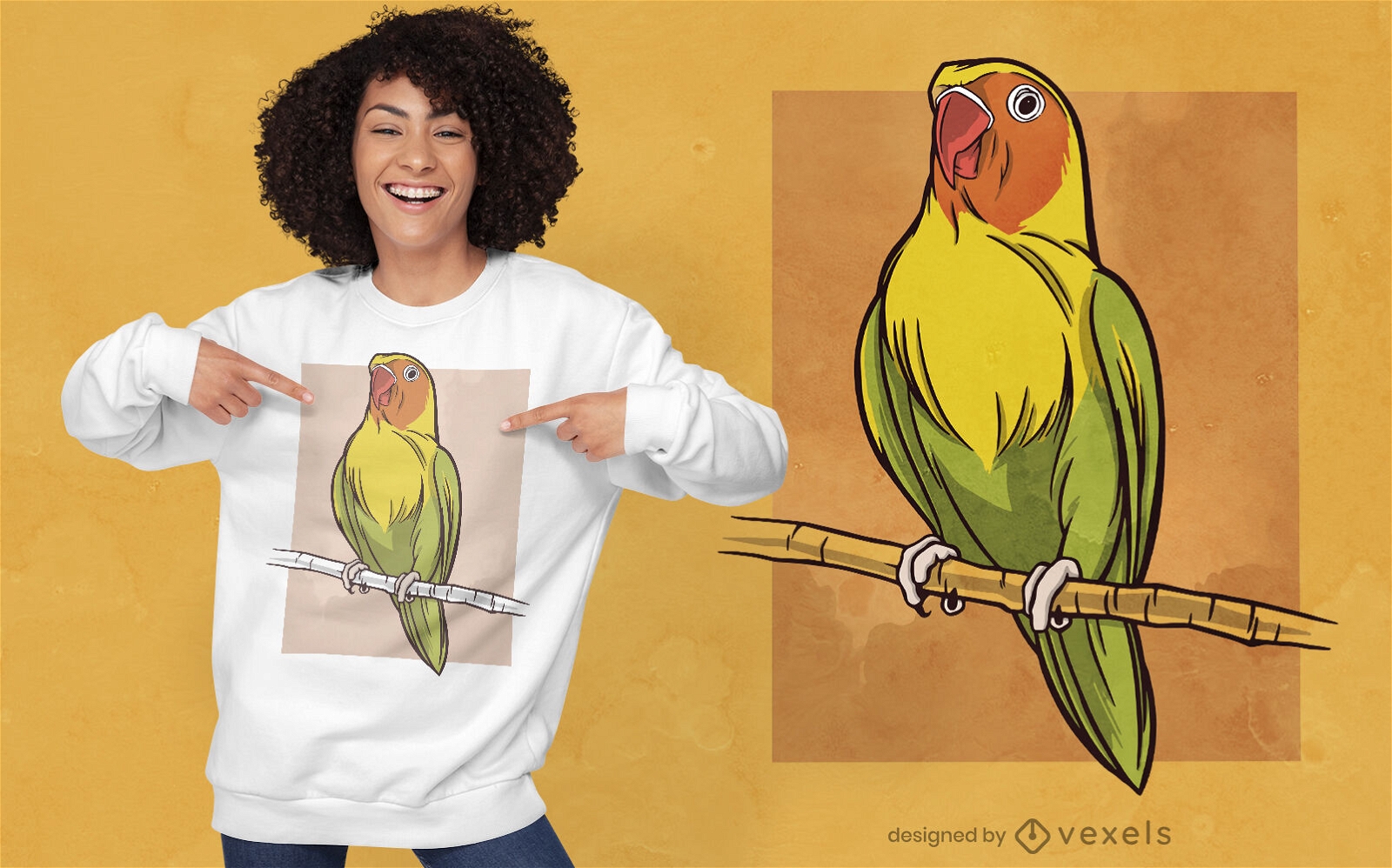 Afrikanisches Liebesvogel-Tier-T-Shirt-Design