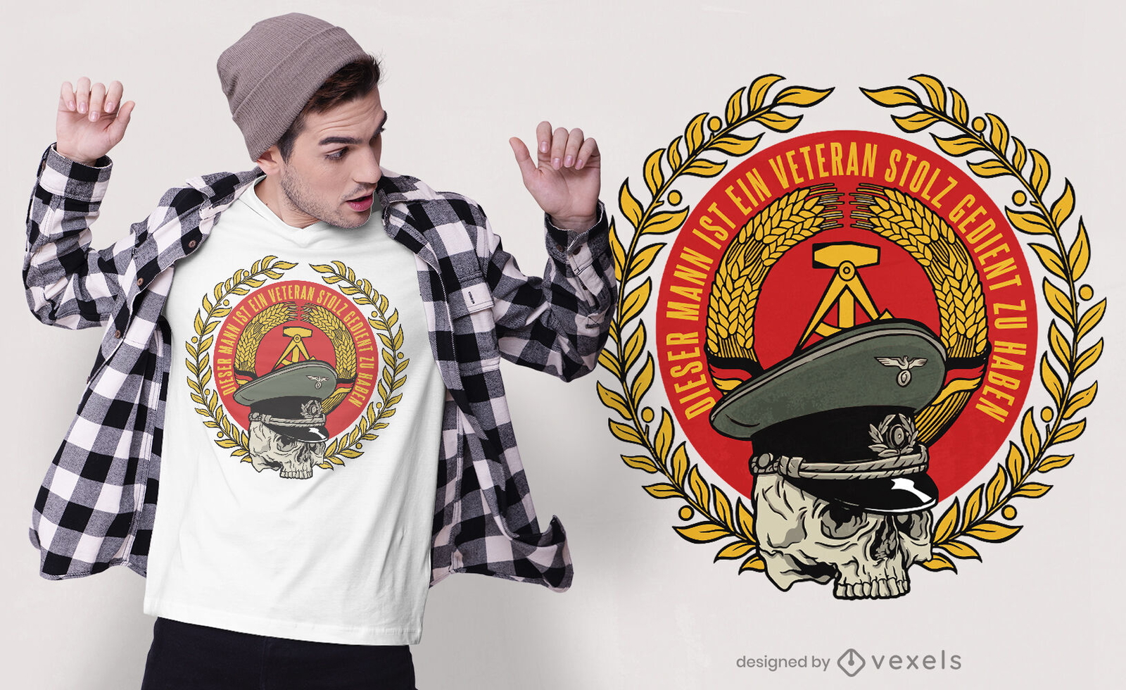 Design de camiseta com crachá do exército veterano alemão