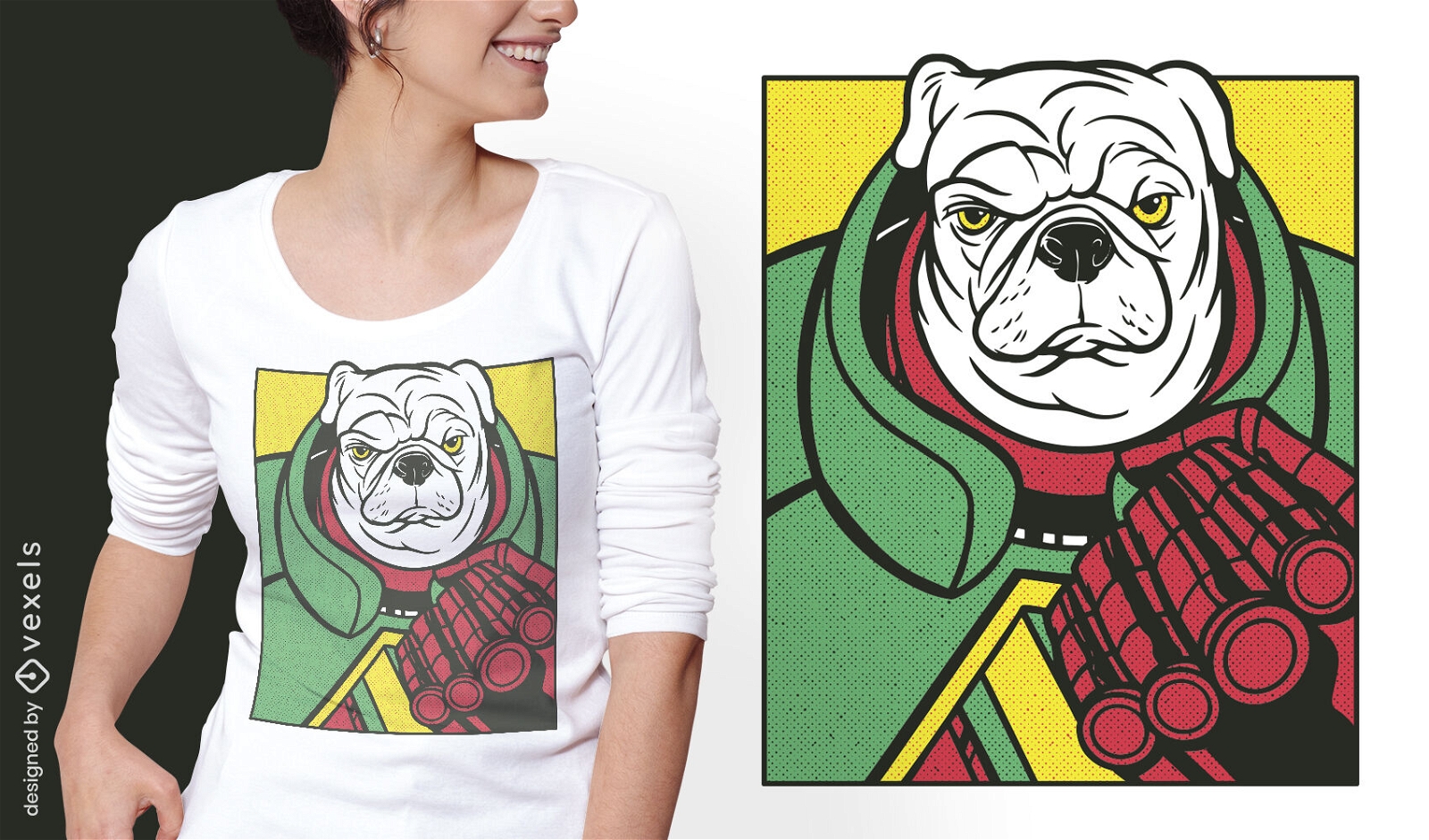 Design de t-shirt com personagem de banda desenhada de cão zangado