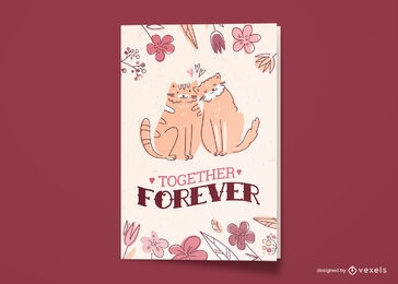 Cat animals in love doodle greeting card