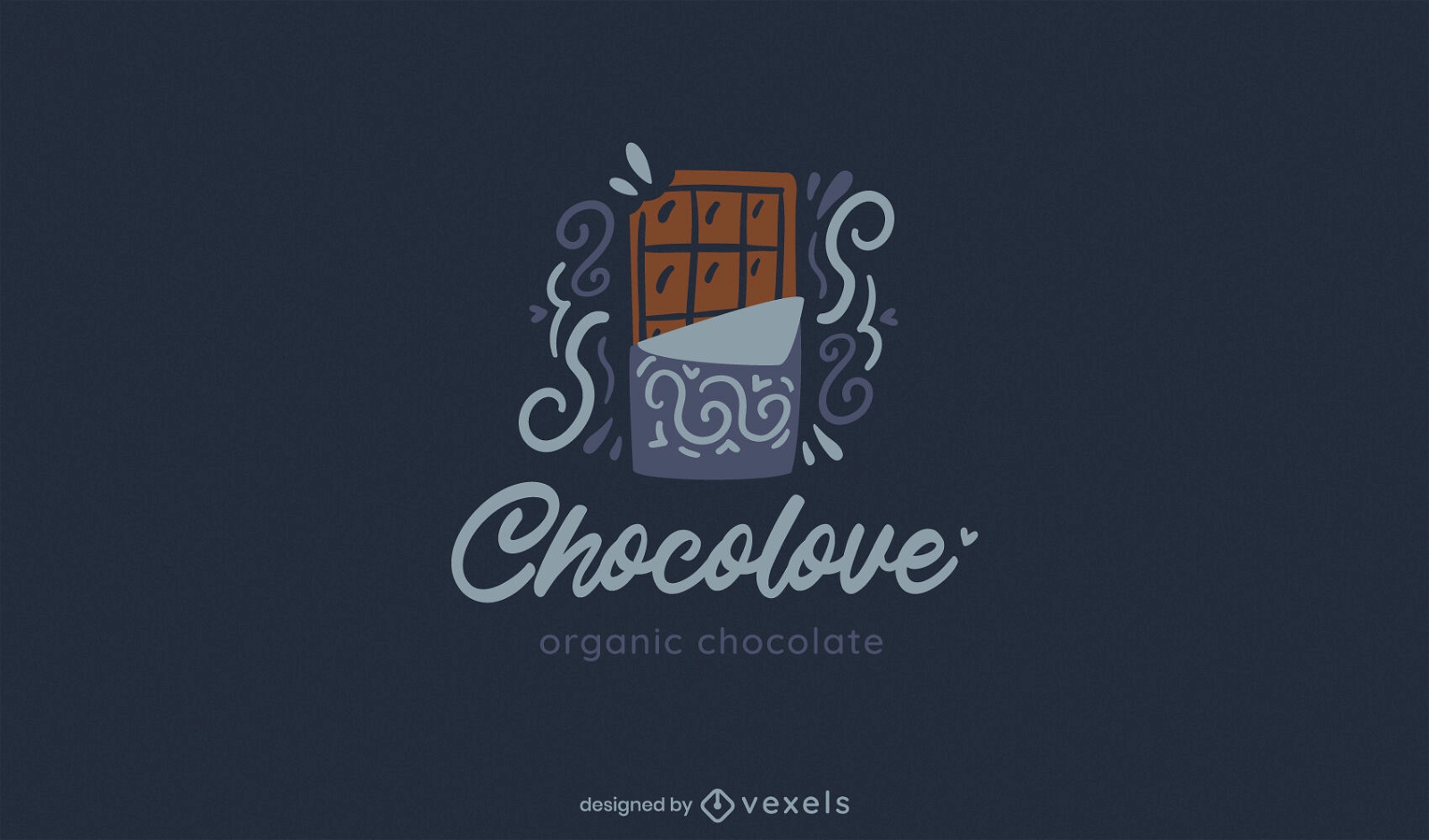 Chocolate bar swirly flat logo