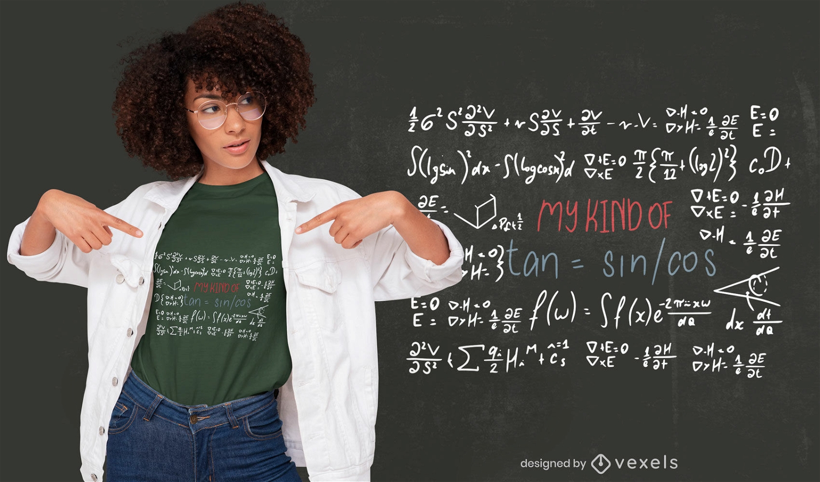 Design de t-shirt educacional de matemática ciência lousa
