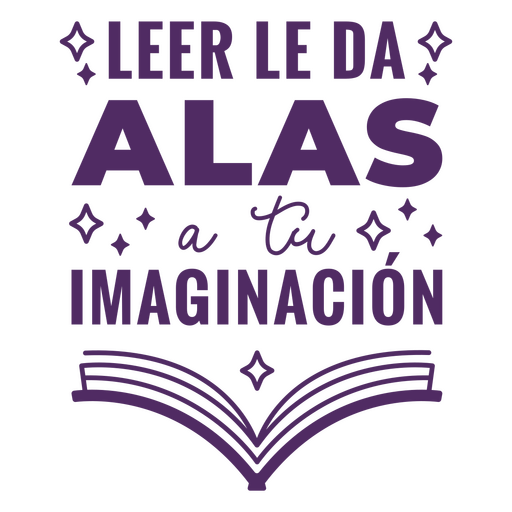 Reading wings Spanish quote badge PNG Design