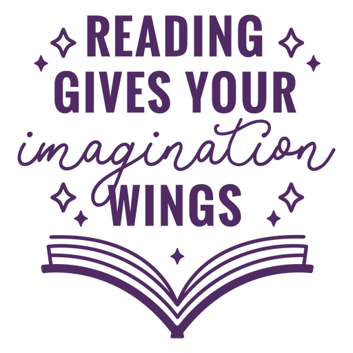 Reading wings imagination quote badge PNG Design