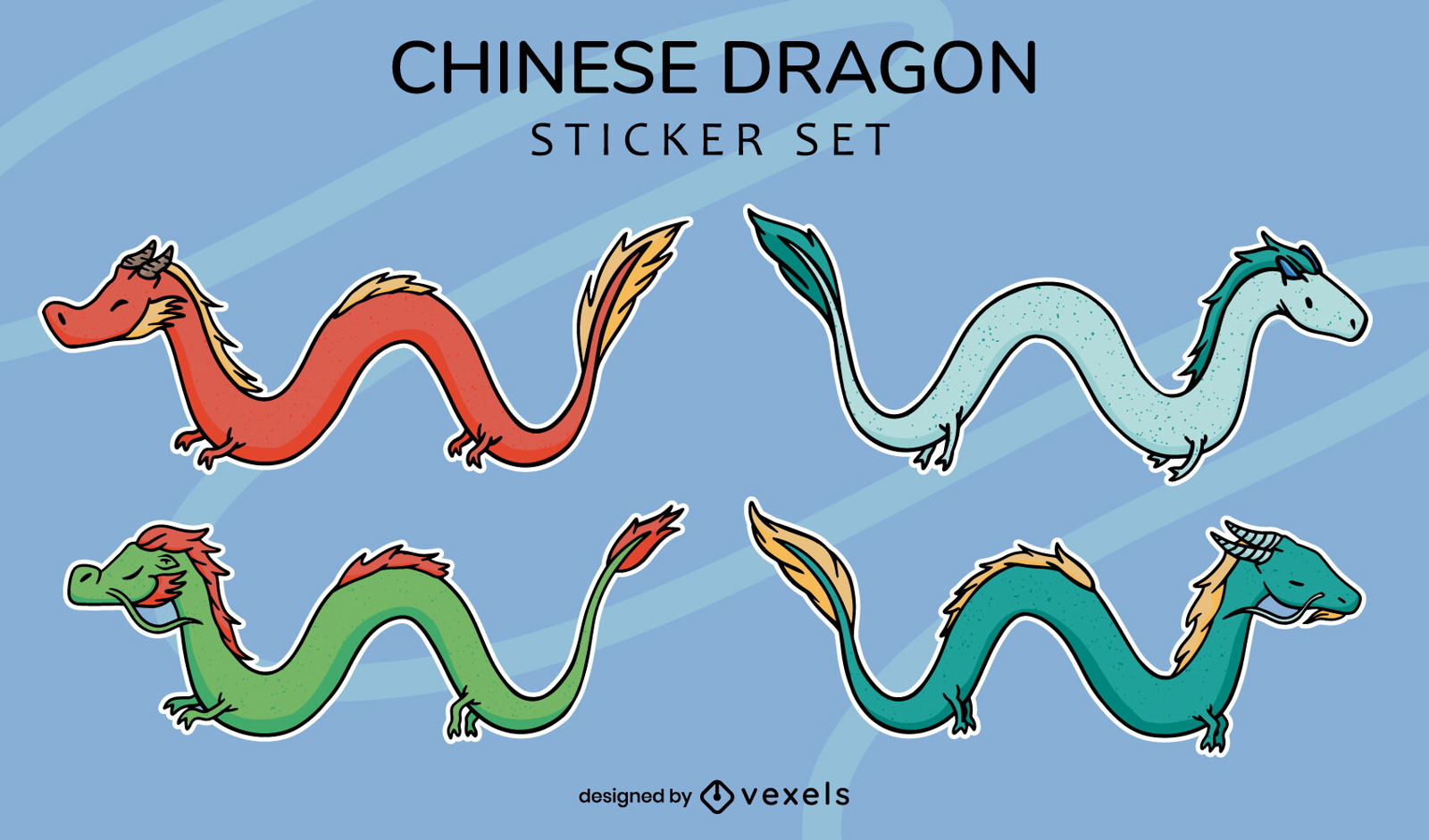 Criatura mitológica dragón chino: pegatinas