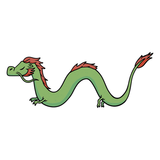 Dragón chino color trazo verde