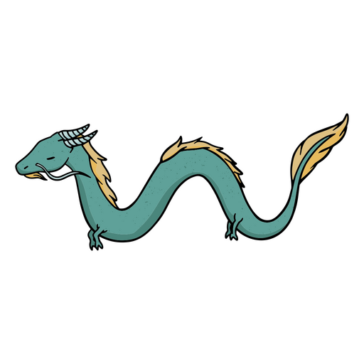Chinese dragon color stroke blue