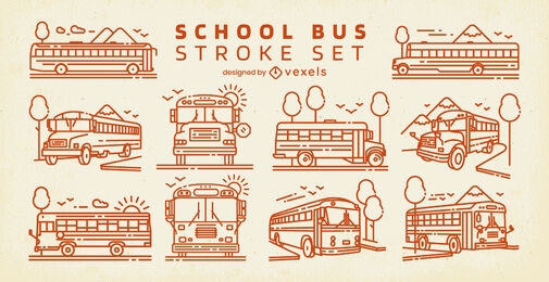 School buses stroke set