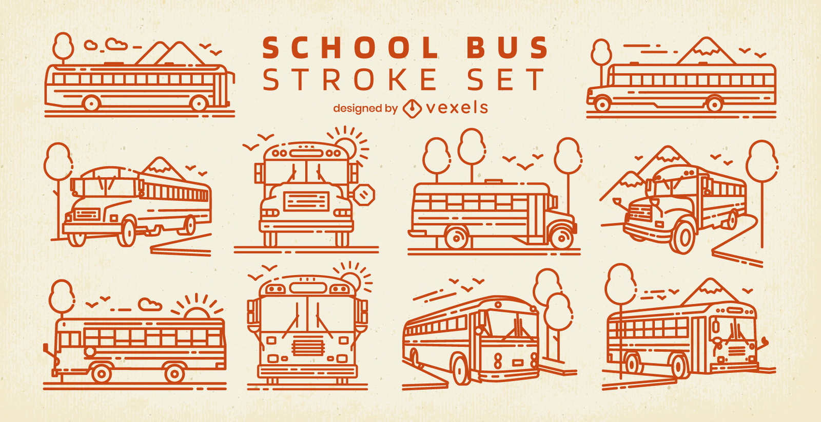 Conjunto de tacadas de ônibus escolares