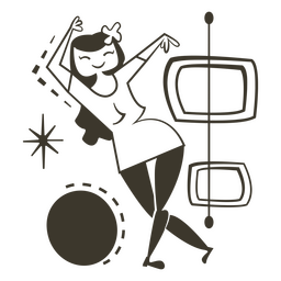 Chica llena de trazo de bolos Diseño PNG