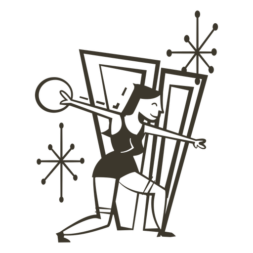 Mädchen füllte Schlaganfall, der Bowling spielt PNG-Design